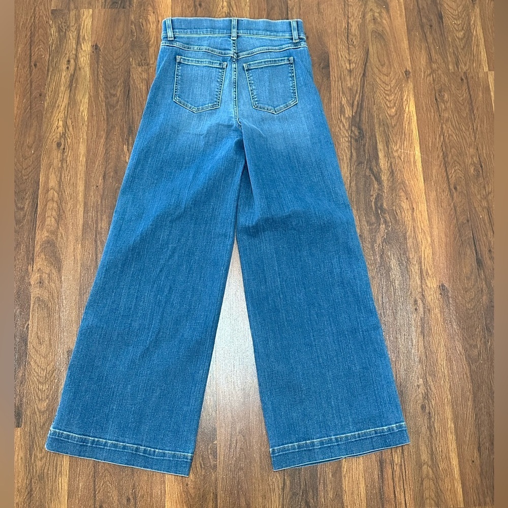 SPANX Seamed Front Wide Leg Jeans In Vintage Índigo Wash - Picture 5 of 15